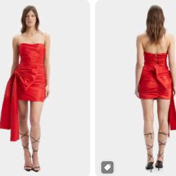 Bardot Sleeveless Oversized Bow Waist Strapless Ruched Mini Dress - Picture 7 of 14